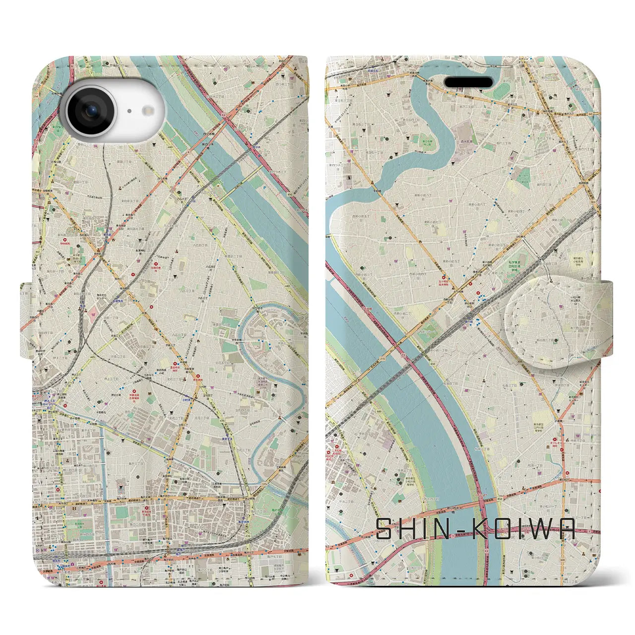 【新小岩(東京都)】地図柄iPhoneケース(手帳タイプ)