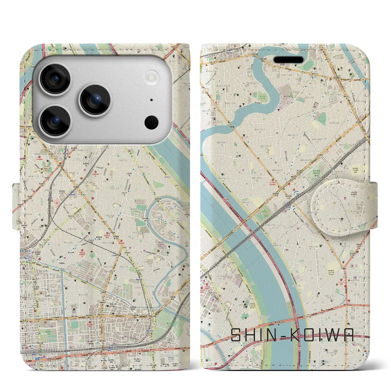 【新小岩(東京都)】地図柄iPhoneケース(手帳タイプ)