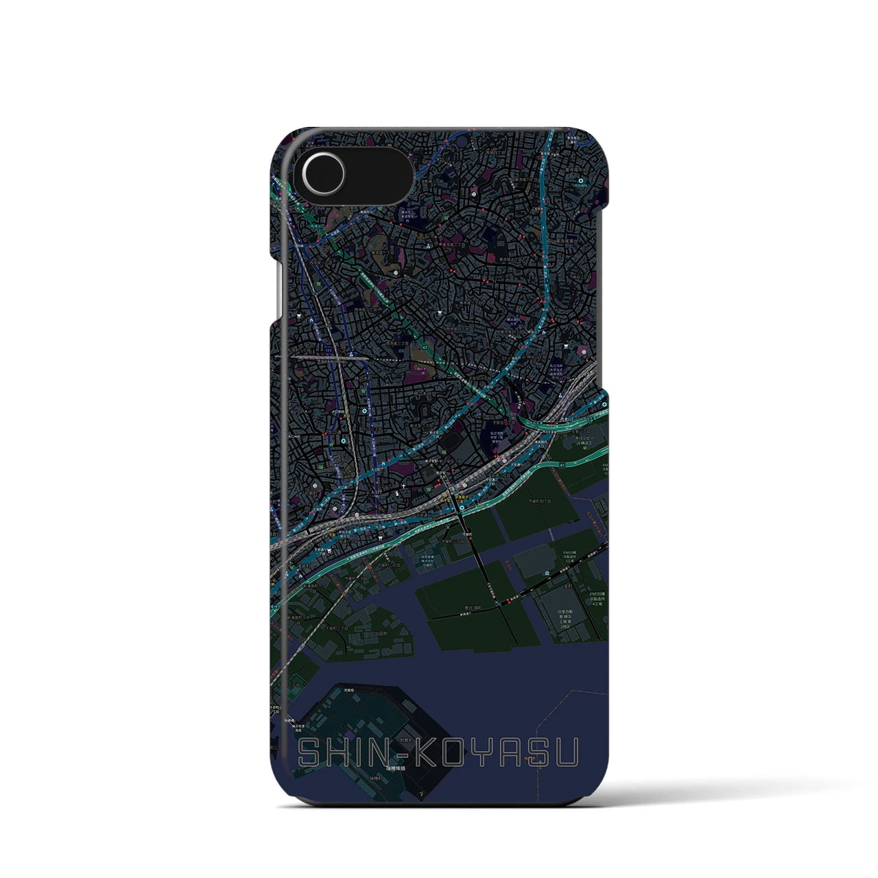 【新子安(神奈川県)】地図柄iPhoneケース(バックカバータイプ)
