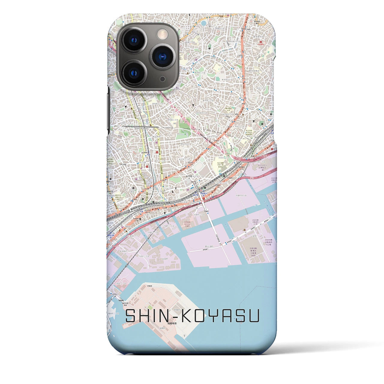 【新子安(神奈川県)】地図柄iPhoneケース(バックカバータイプ)