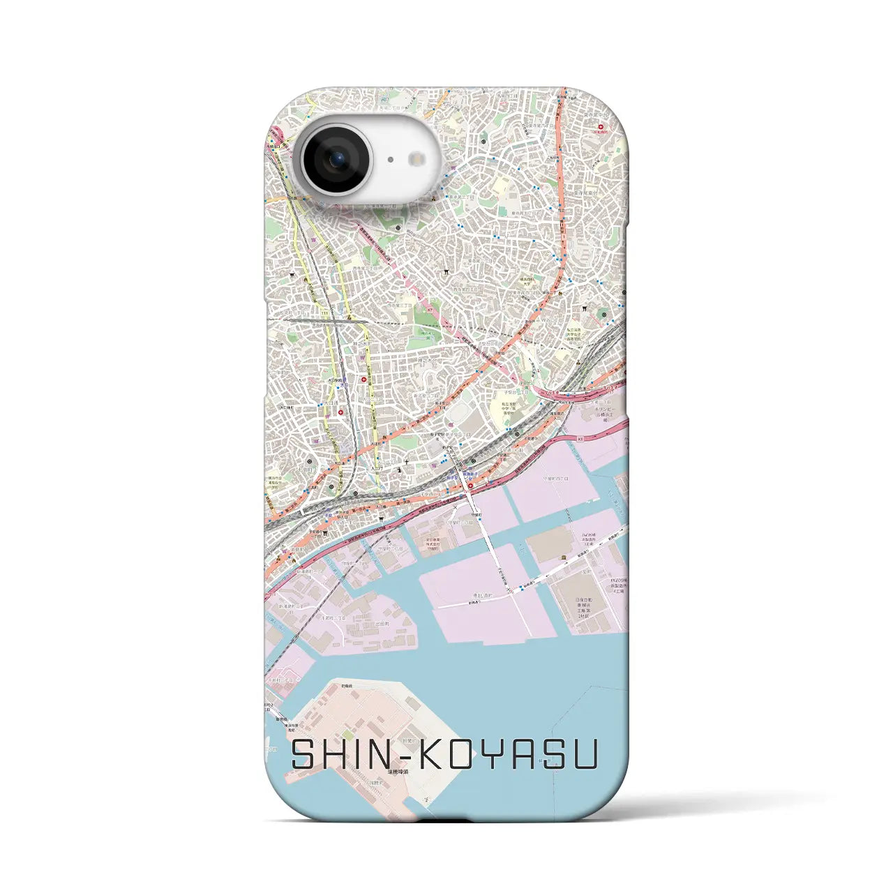 【新子安(神奈川県)】地図柄iPhoneケース(バックカバータイプ)