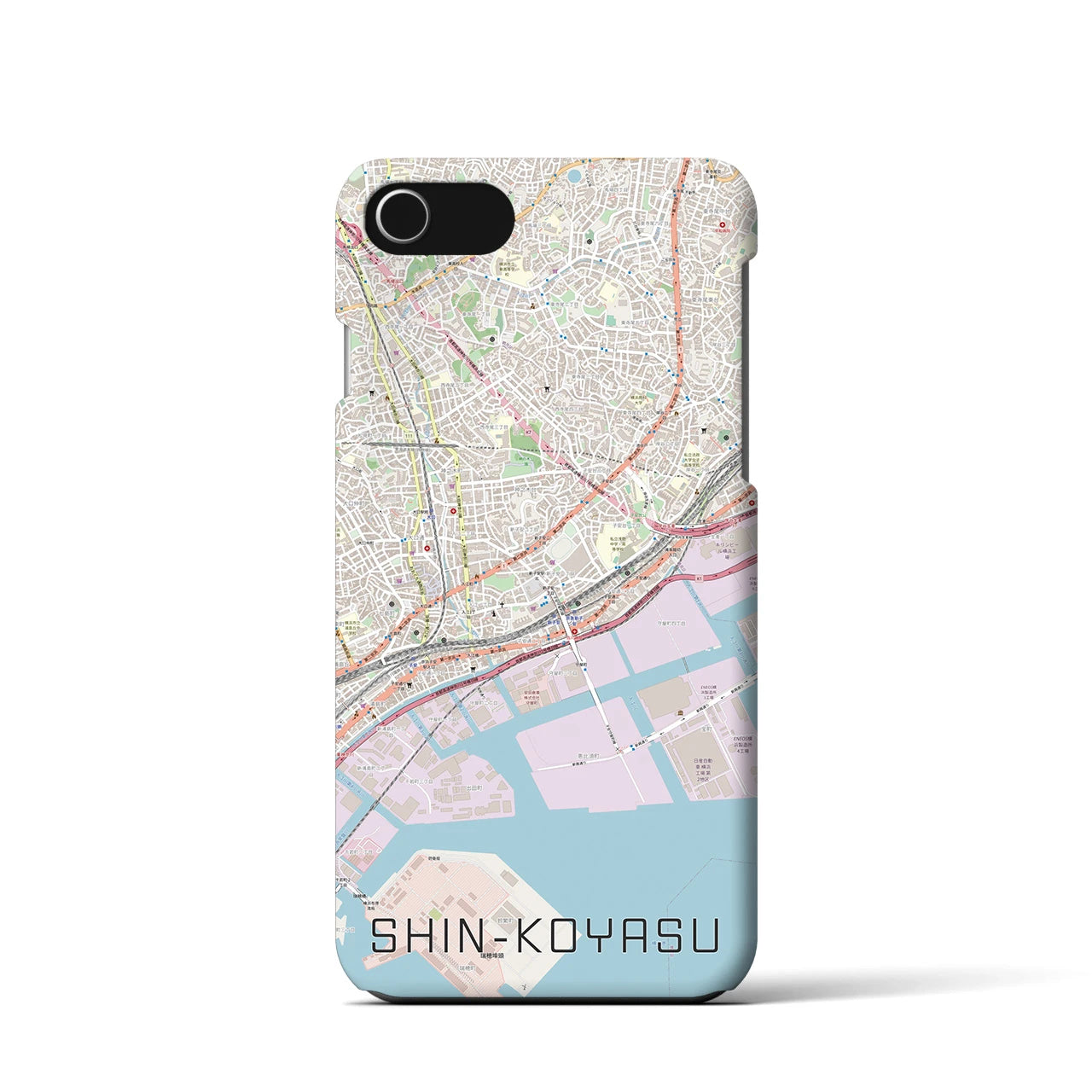 【新子安(神奈川県)】地図柄iPhoneケース(バックカバータイプ)