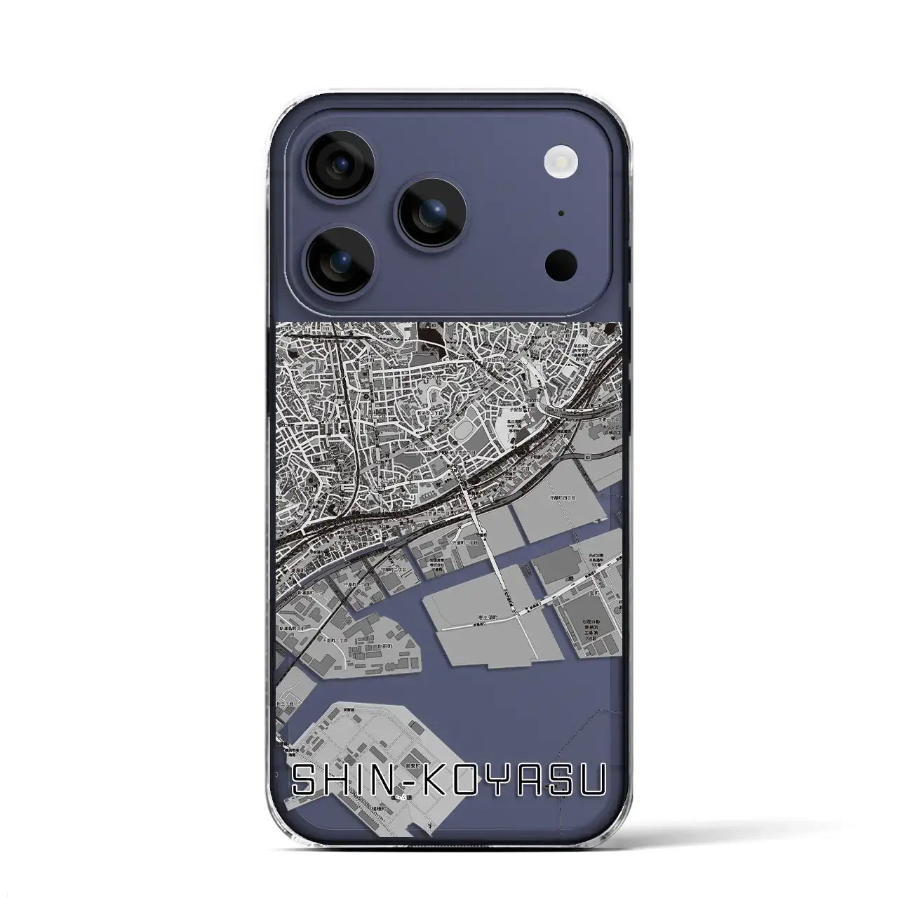 【新子安(神奈川県)】地図柄iPhoneケース(クリアタイプ)モノトーン・iPhone 17 Pro Max 用