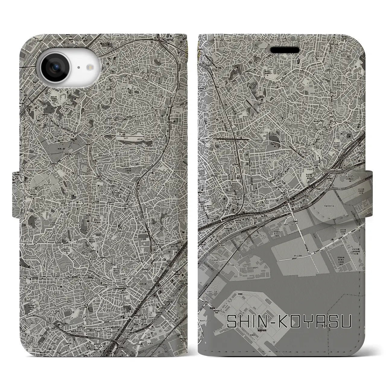 【新子安(神奈川県)】地図柄iPhoneケース(手帳タイプ)