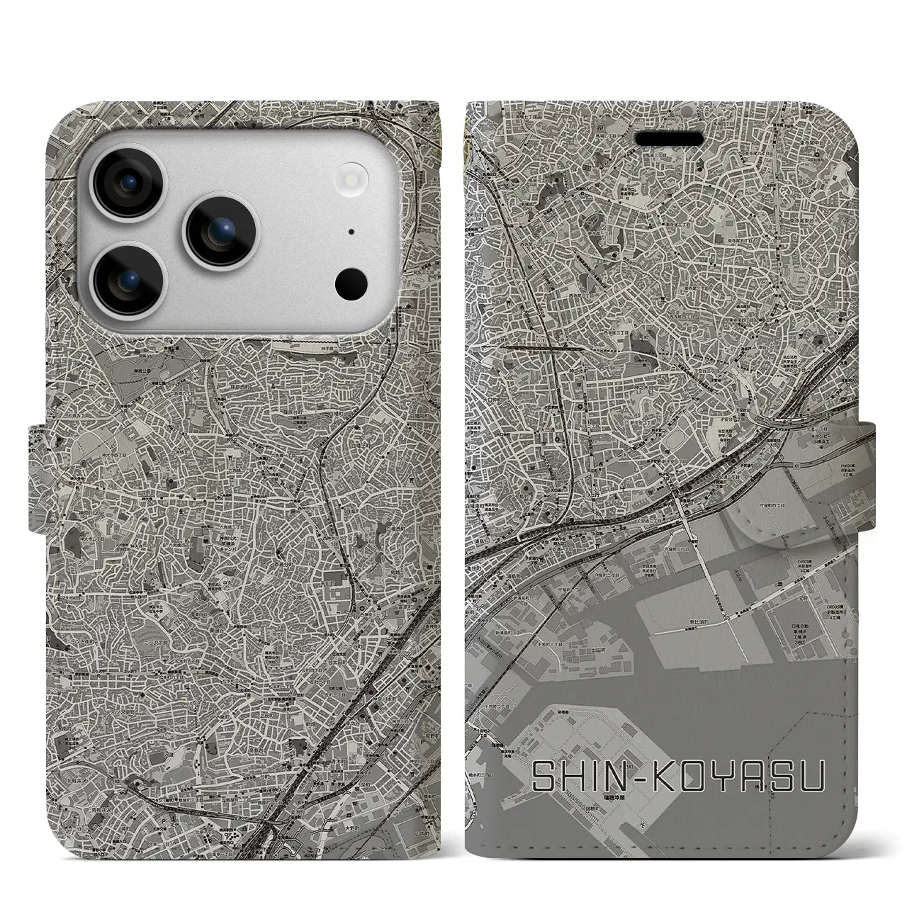 【新子安(神奈川県)】地図柄iPhoneケース(手帳タイプ)