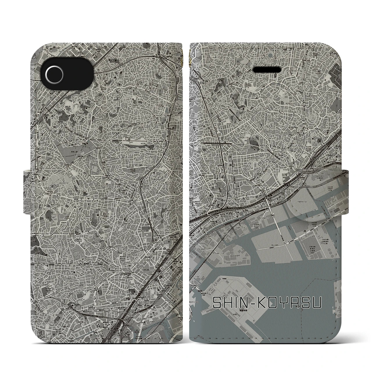 【新子安(神奈川県)】地図柄iPhoneケース(手帳タイプ)