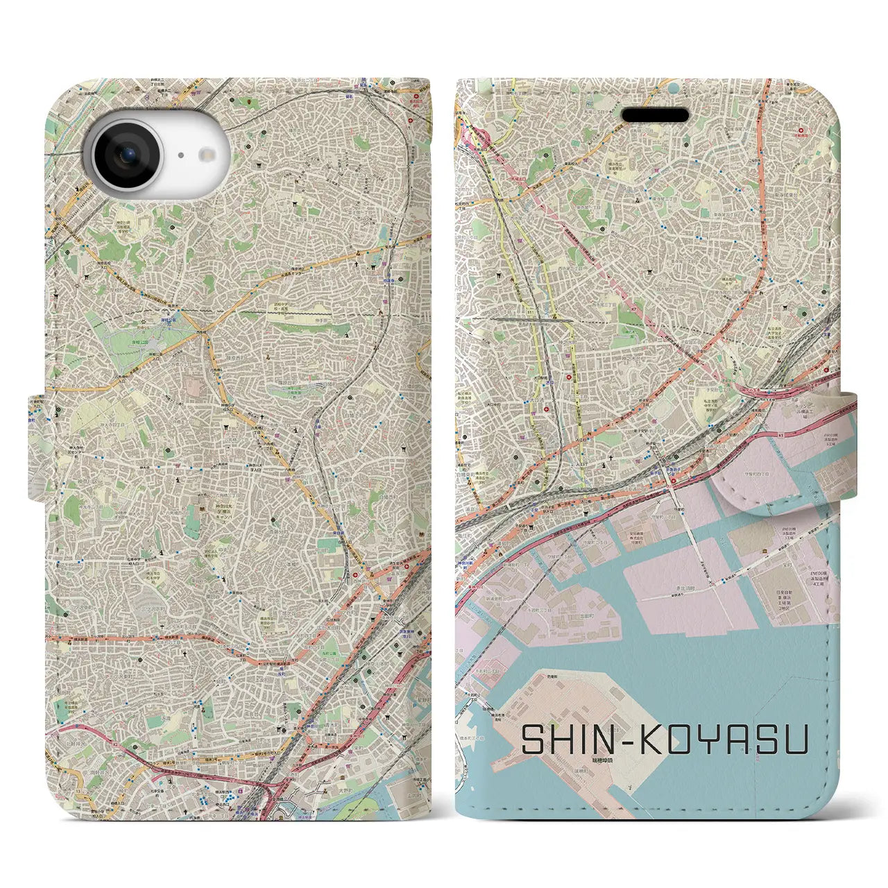 【新子安(神奈川県)】地図柄iPhoneケース(手帳タイプ)