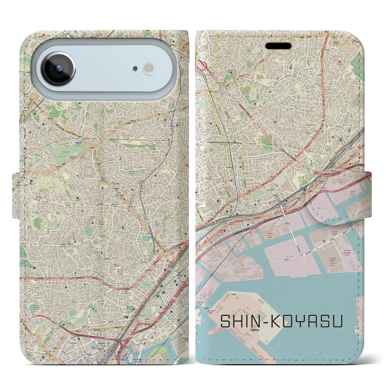 【新子安(神奈川県)】地図柄iPhoneケース(手帳タイプ)