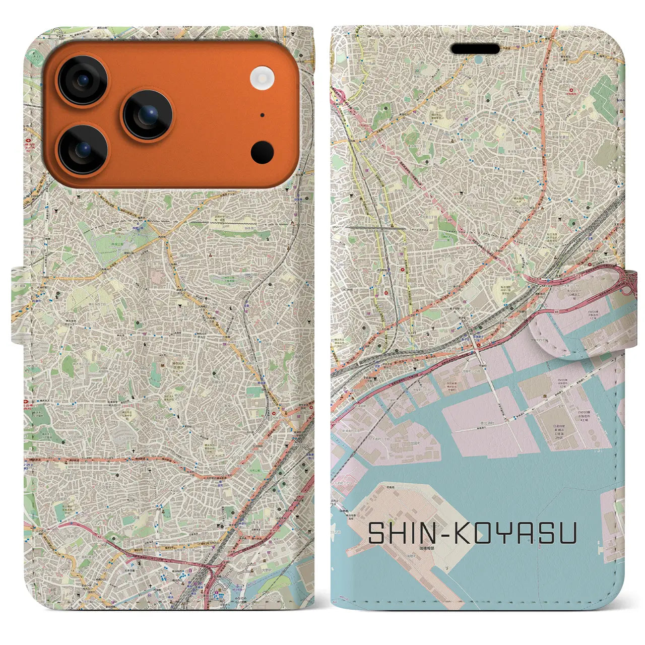 【新子安(神奈川県)】地図柄iPhoneケース(手帳タイプ)