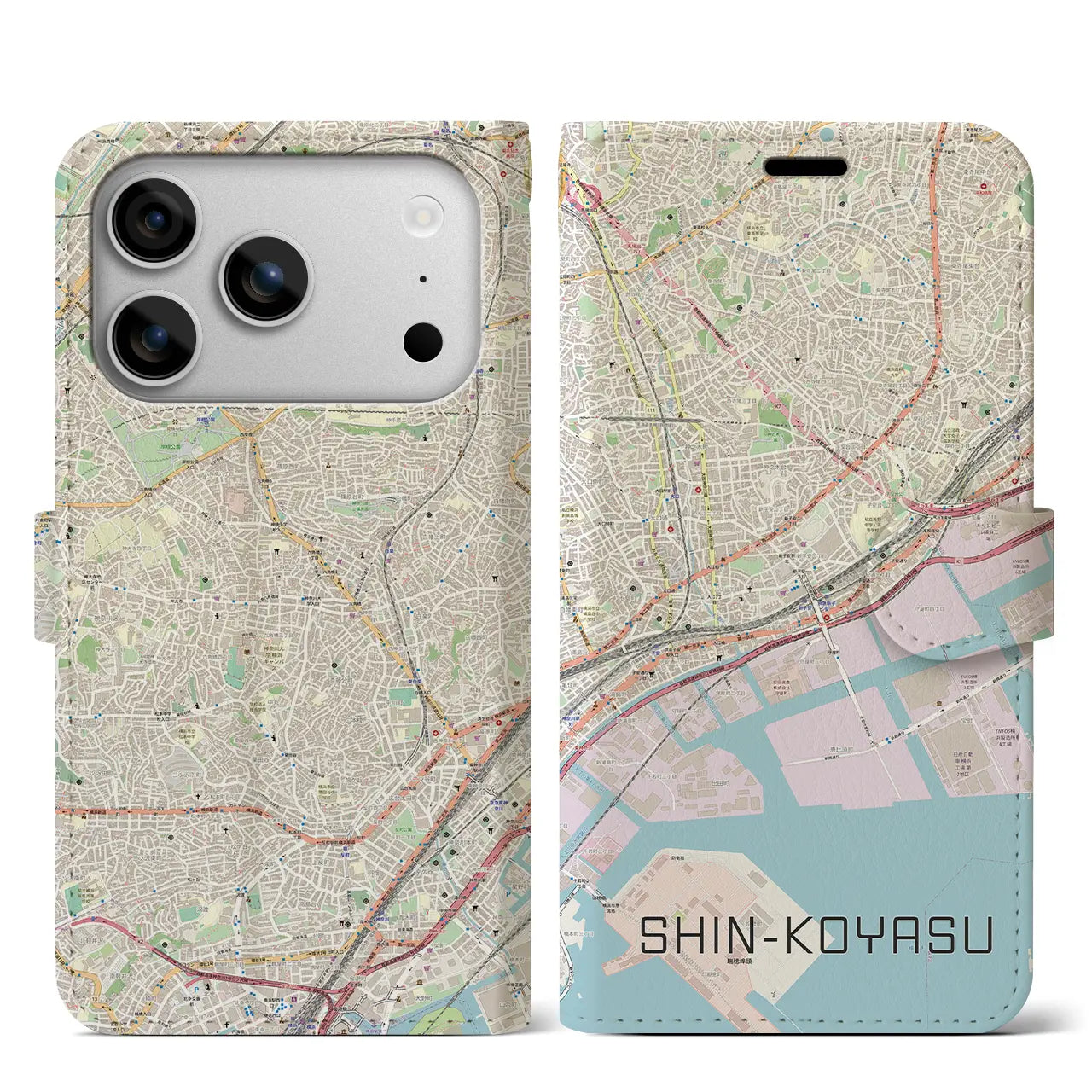 【新子安(神奈川県)】地図柄iPhoneケース(手帳タイプ)