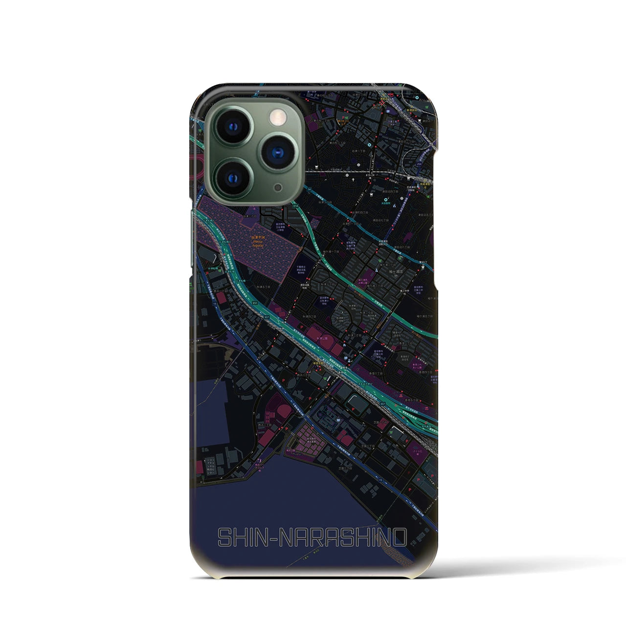 【新習志野(千葉県)】地図柄iPhoneケース(バックカバータイプ)