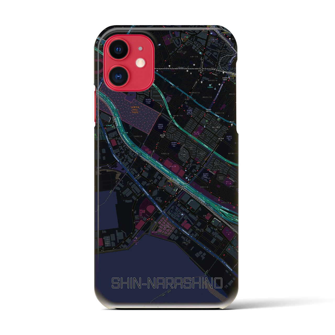 【新習志野(千葉県)】地図柄iPhoneケース(バックカバータイプ)