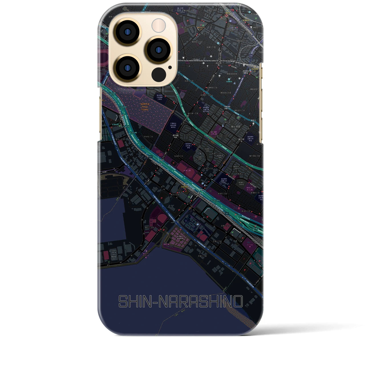 【新習志野(千葉県)】地図柄iPhoneケース(バックカバータイプ)