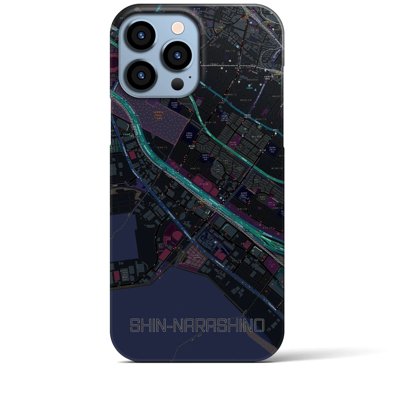 【新習志野(千葉県)】地図柄iPhoneケース(バックカバータイプ)