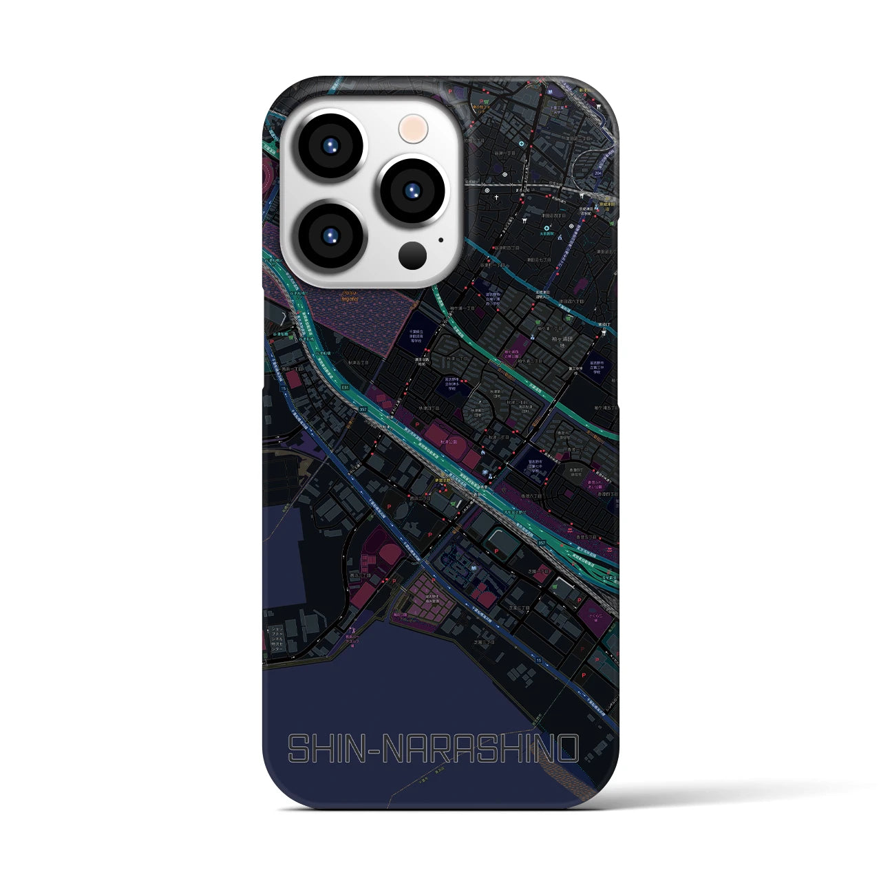 【新習志野(千葉県)】地図柄iPhoneケース(バックカバータイプ)