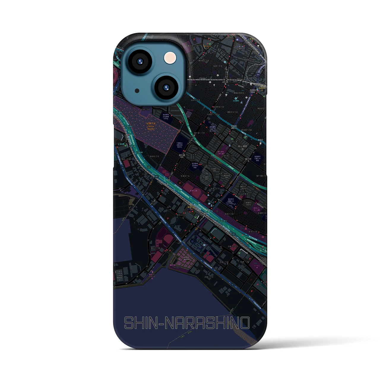 【新習志野(千葉県)】地図柄iPhoneケース(バックカバータイプ)