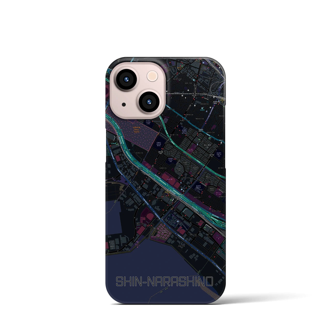 【新習志野(千葉県)】地図柄iPhoneケース(バックカバータイプ)