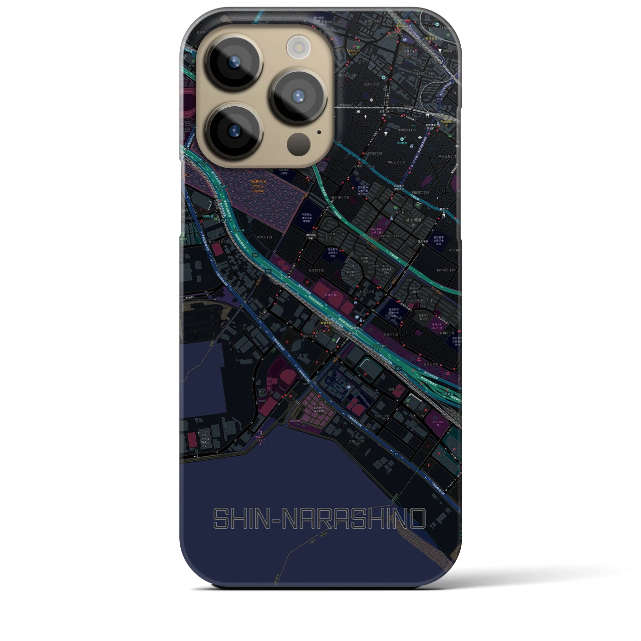 【新習志野(千葉県)】地図柄iPhoneケース(バックカバータイプ)