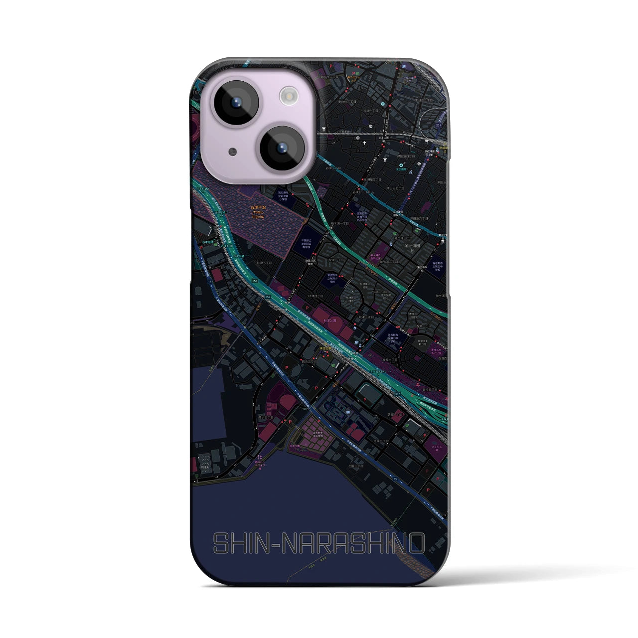 【新習志野(千葉県)】地図柄iPhoneケース(バックカバータイプ)