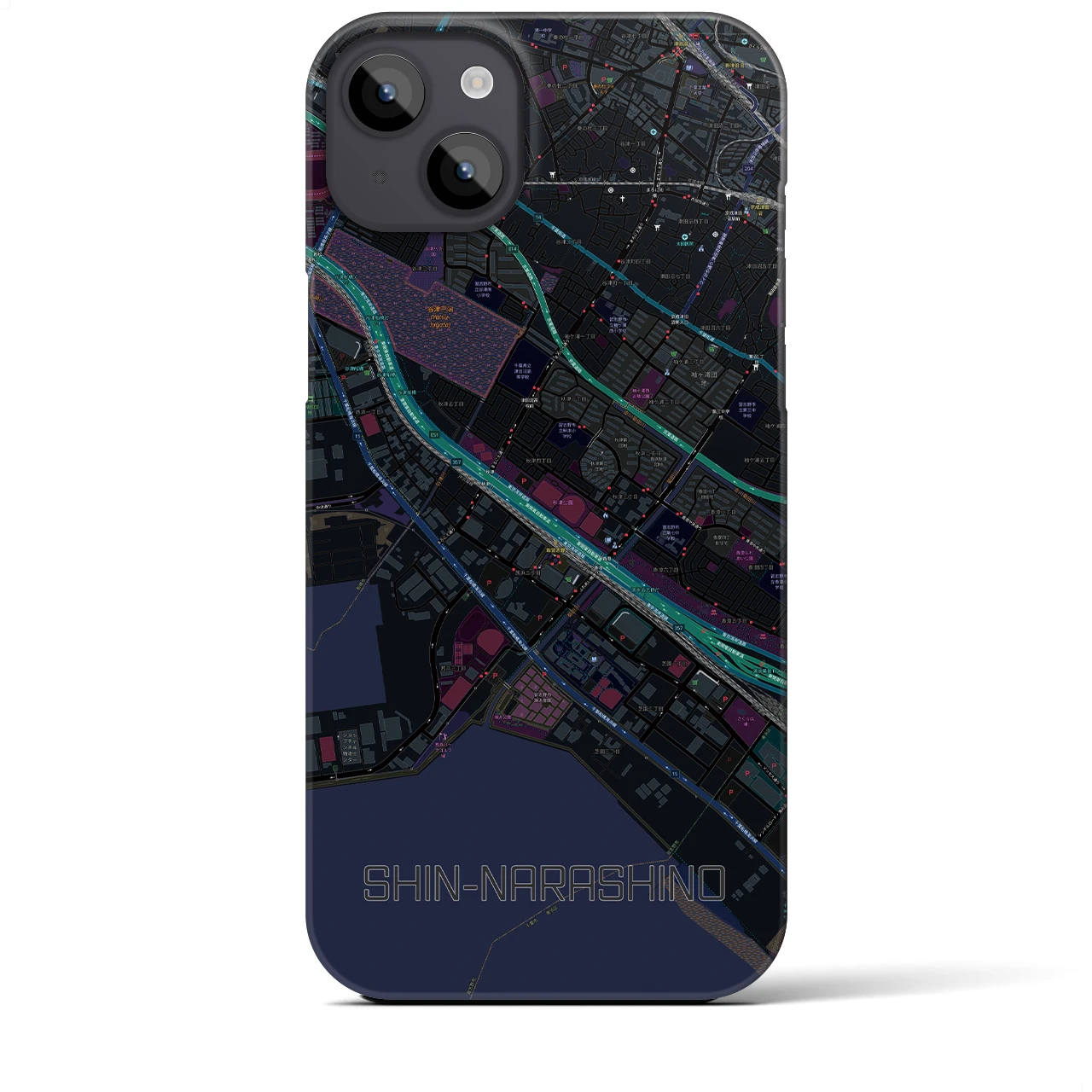 【新習志野(千葉県)】地図柄iPhoneケース(バックカバータイプ)