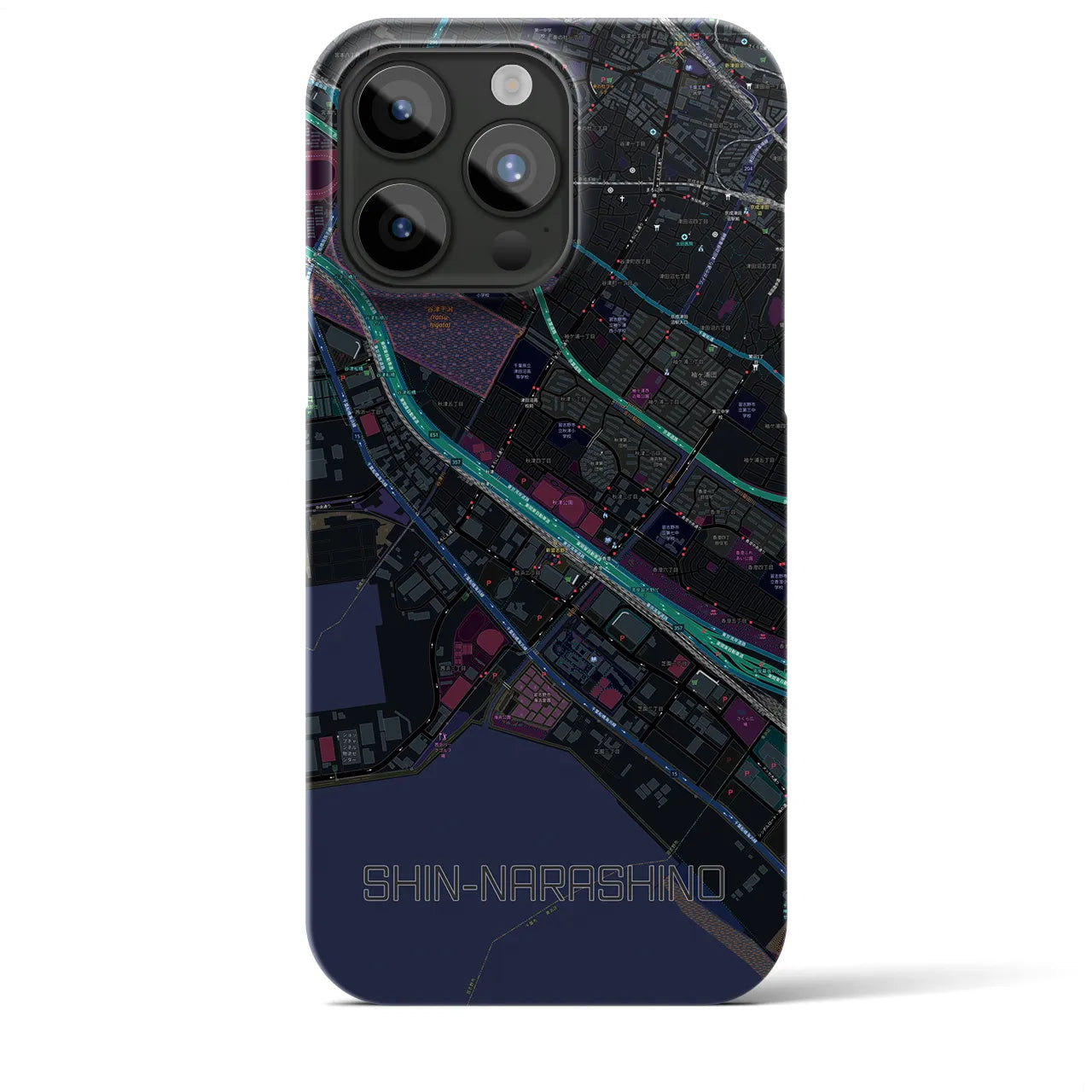 【新習志野(千葉県)】地図柄iPhoneケース(バックカバータイプ)