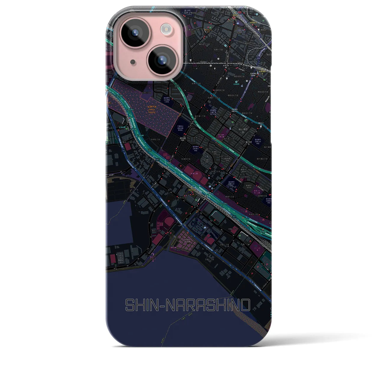 【新習志野(千葉県)】地図柄iPhoneケース(バックカバータイプ)