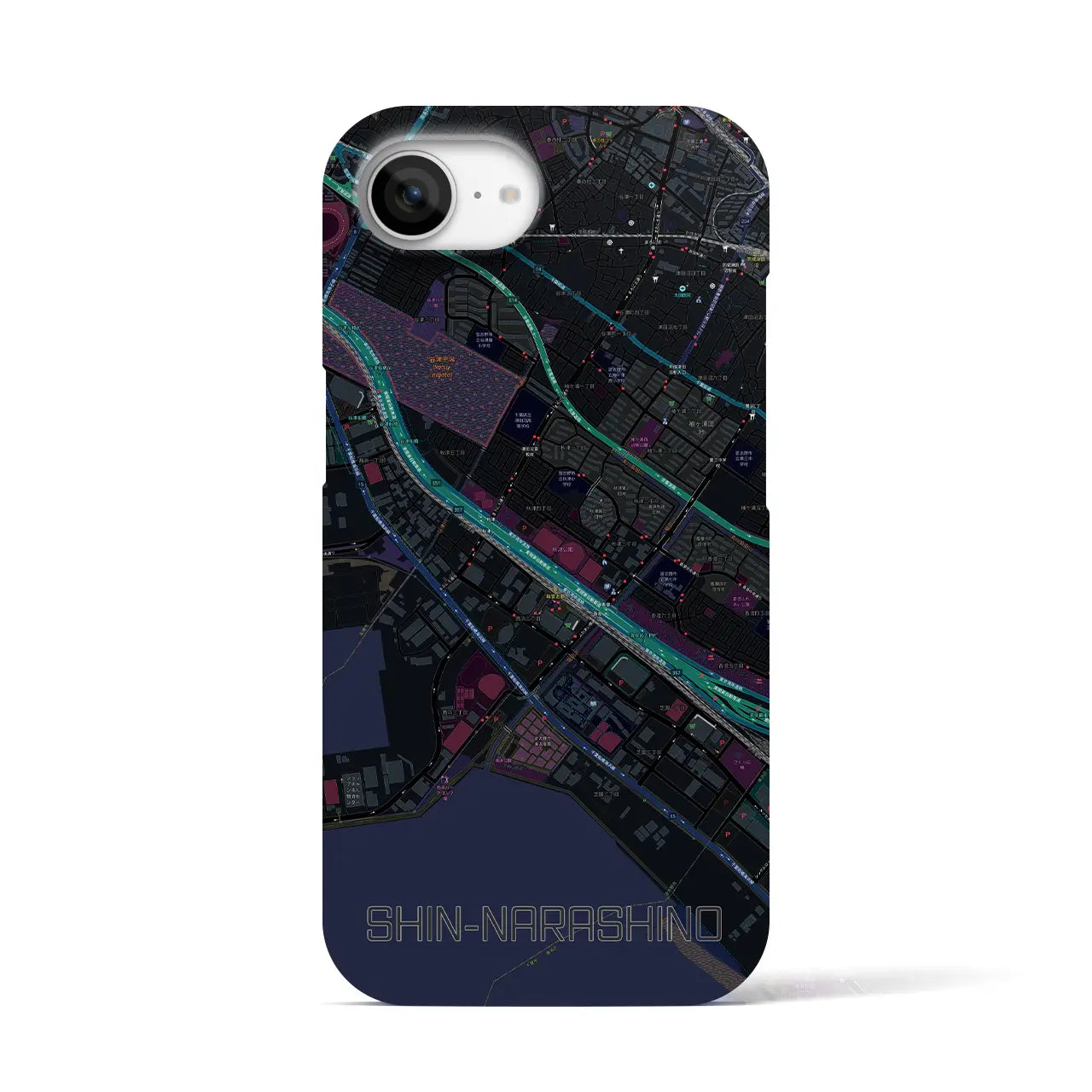 【新習志野(千葉県)】地図柄iPhoneケース(バックカバータイプ)