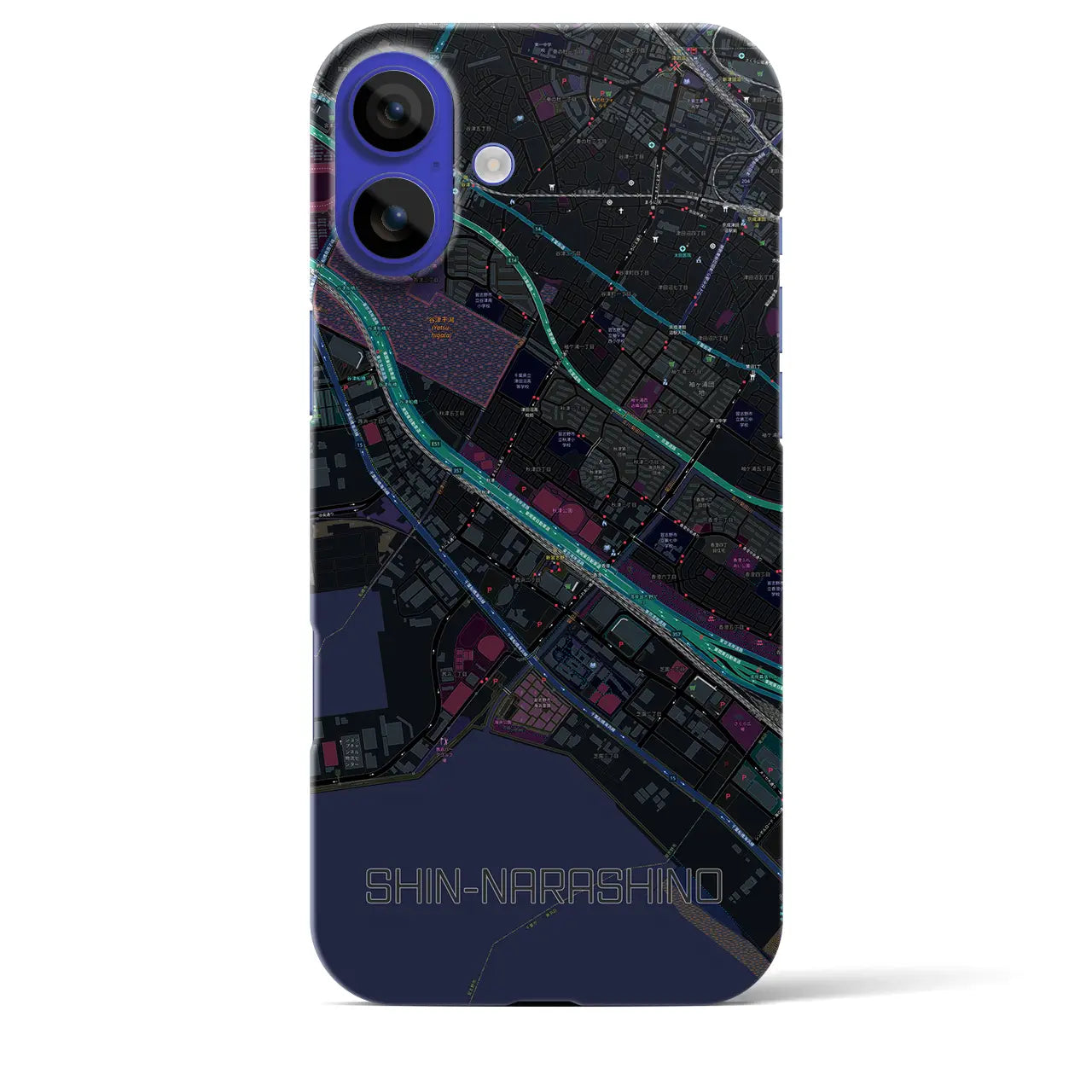 【新習志野(千葉県)】地図柄iPhoneケース(バックカバータイプ)