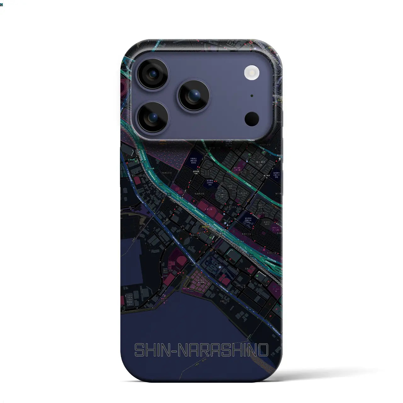 【新習志野(千葉県)】地図柄iPhoneケース(バックカバータイプ)