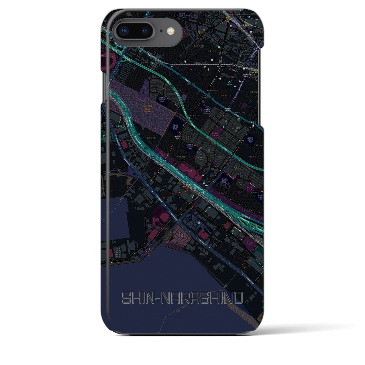 【新習志野(千葉県)】地図柄iPhoneケース(バックカバータイプ)