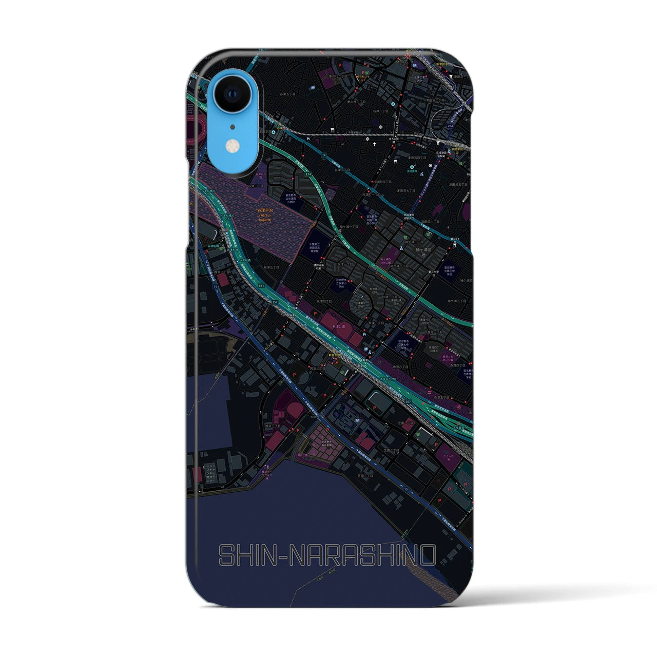 【新習志野(千葉県)】地図柄iPhoneケース(バックカバータイプ)