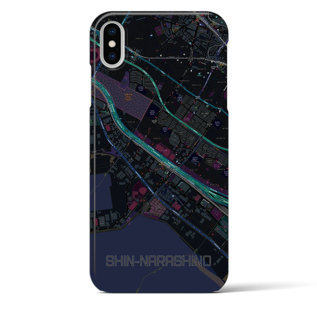 【新習志野(千葉県)】地図柄iPhoneケース(バックカバータイプ)