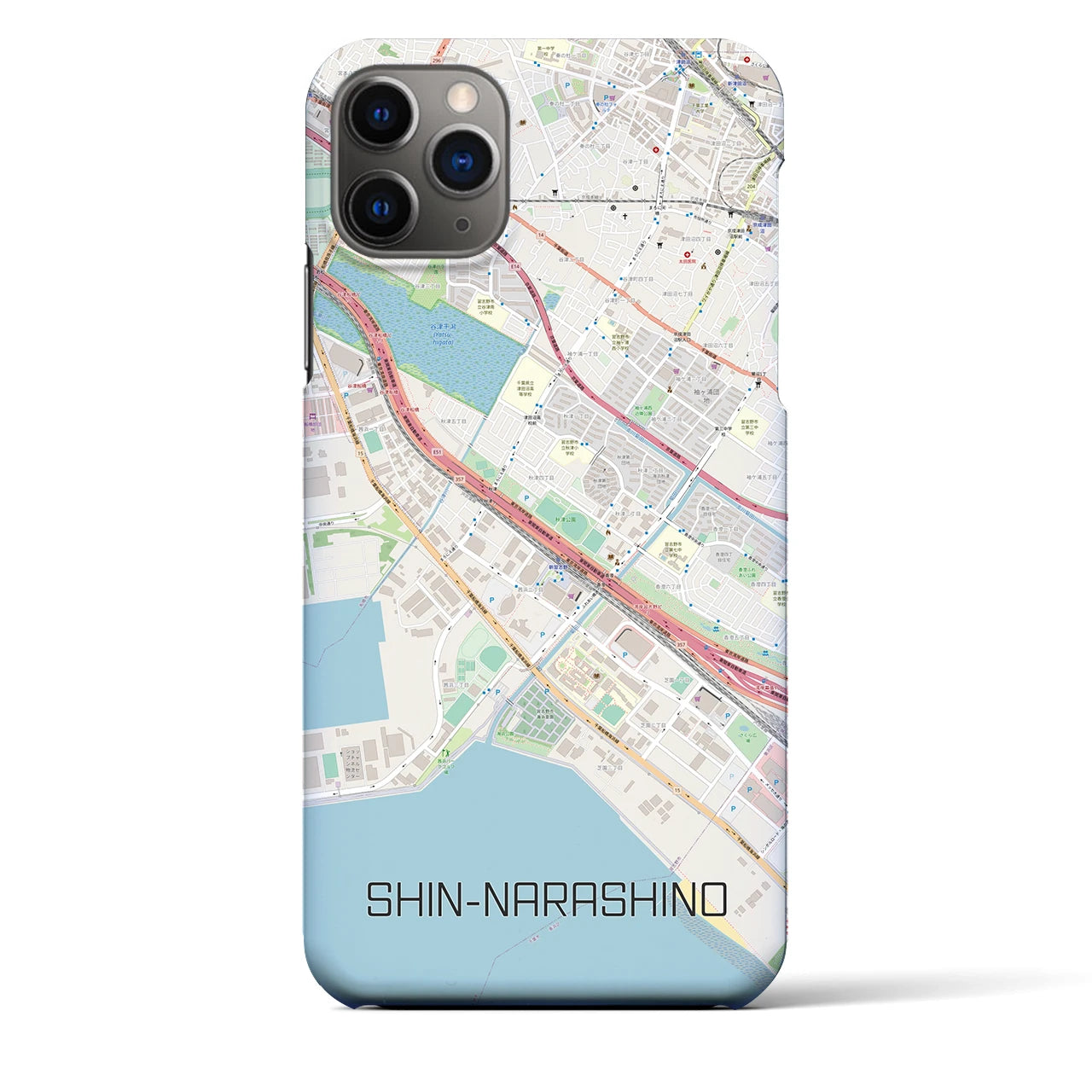 【新習志野(千葉県)】地図柄iPhoneケース(バックカバータイプ)