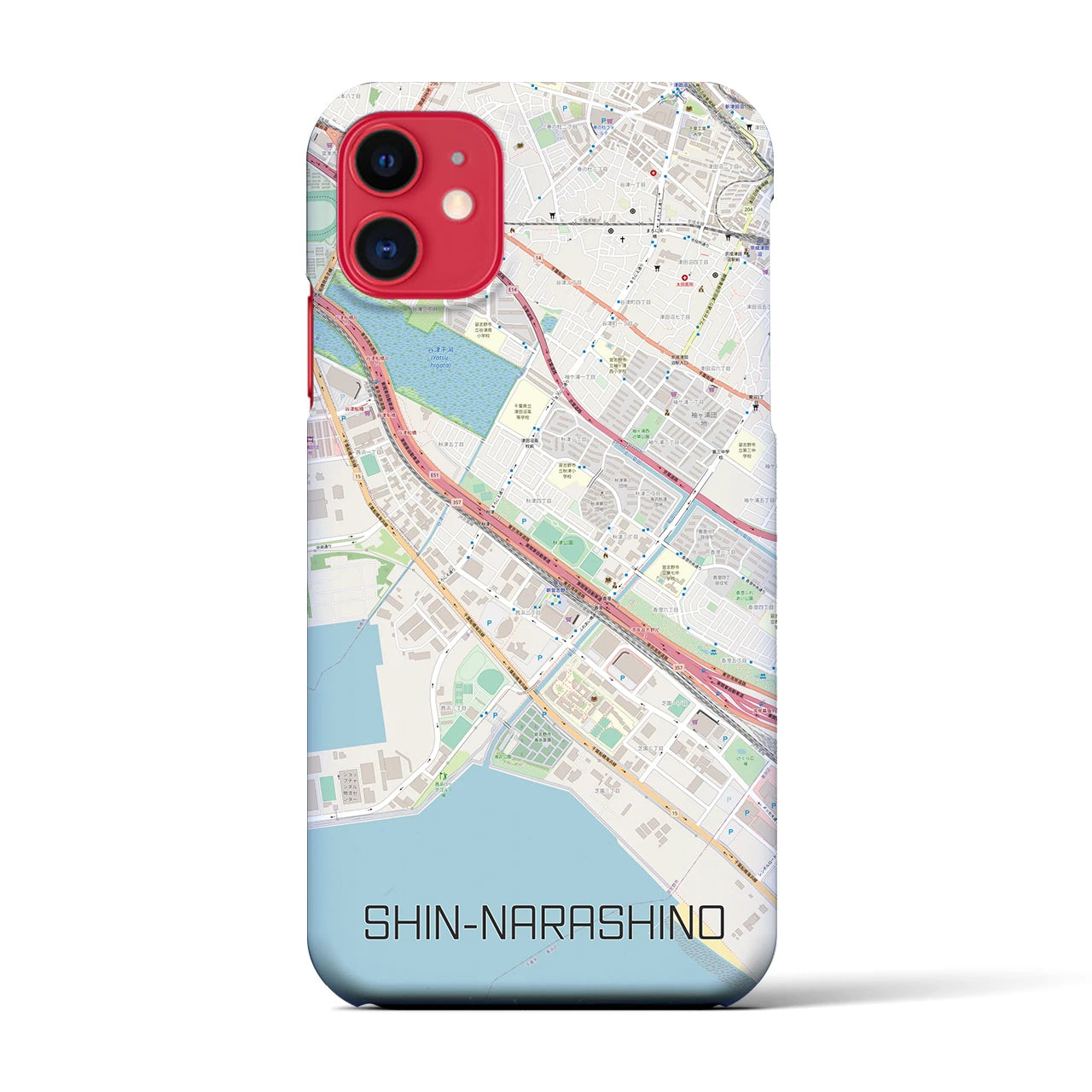 【新習志野(千葉県)】地図柄iPhoneケース(バックカバータイプ)