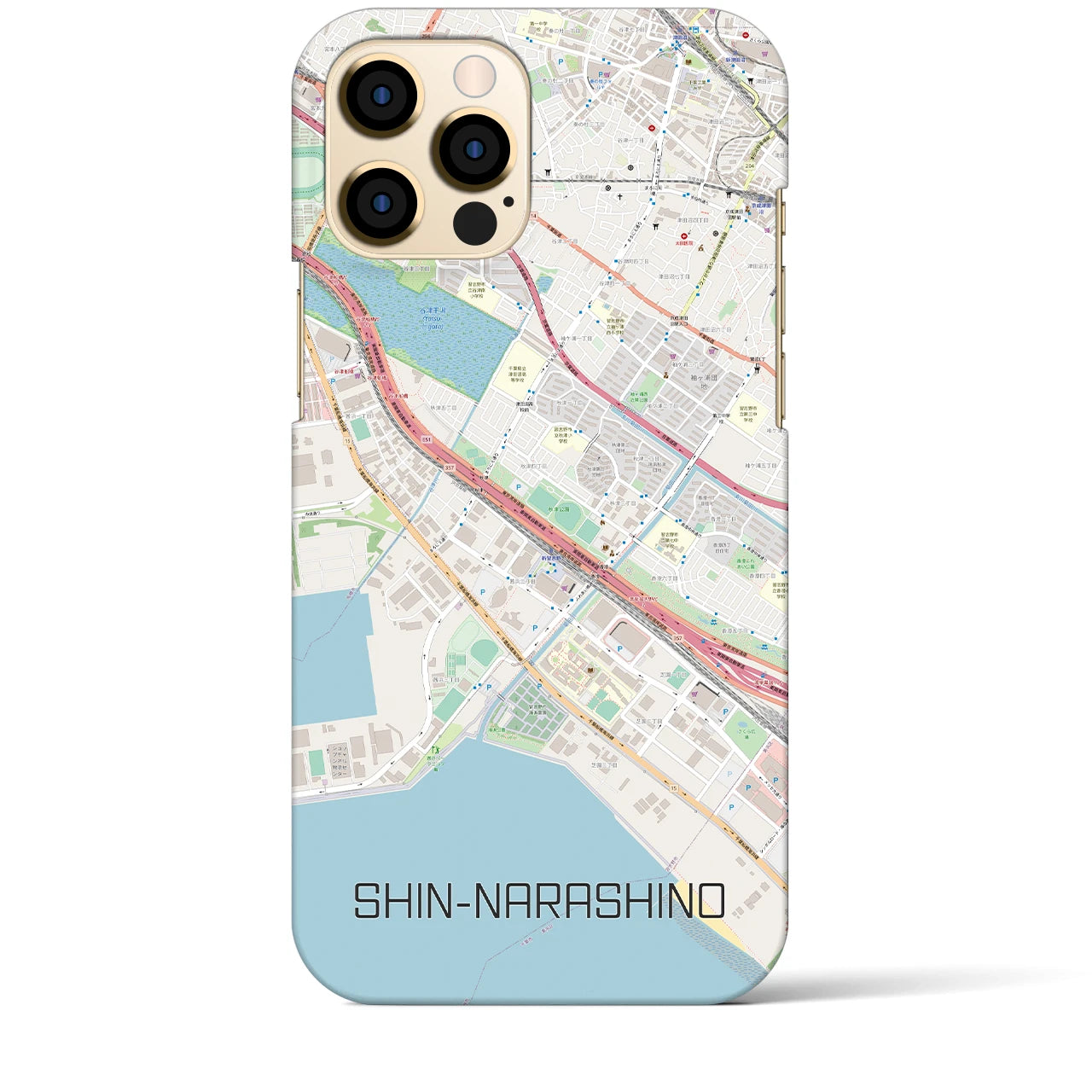 【新習志野(千葉県)】地図柄iPhoneケース(バックカバータイプ)