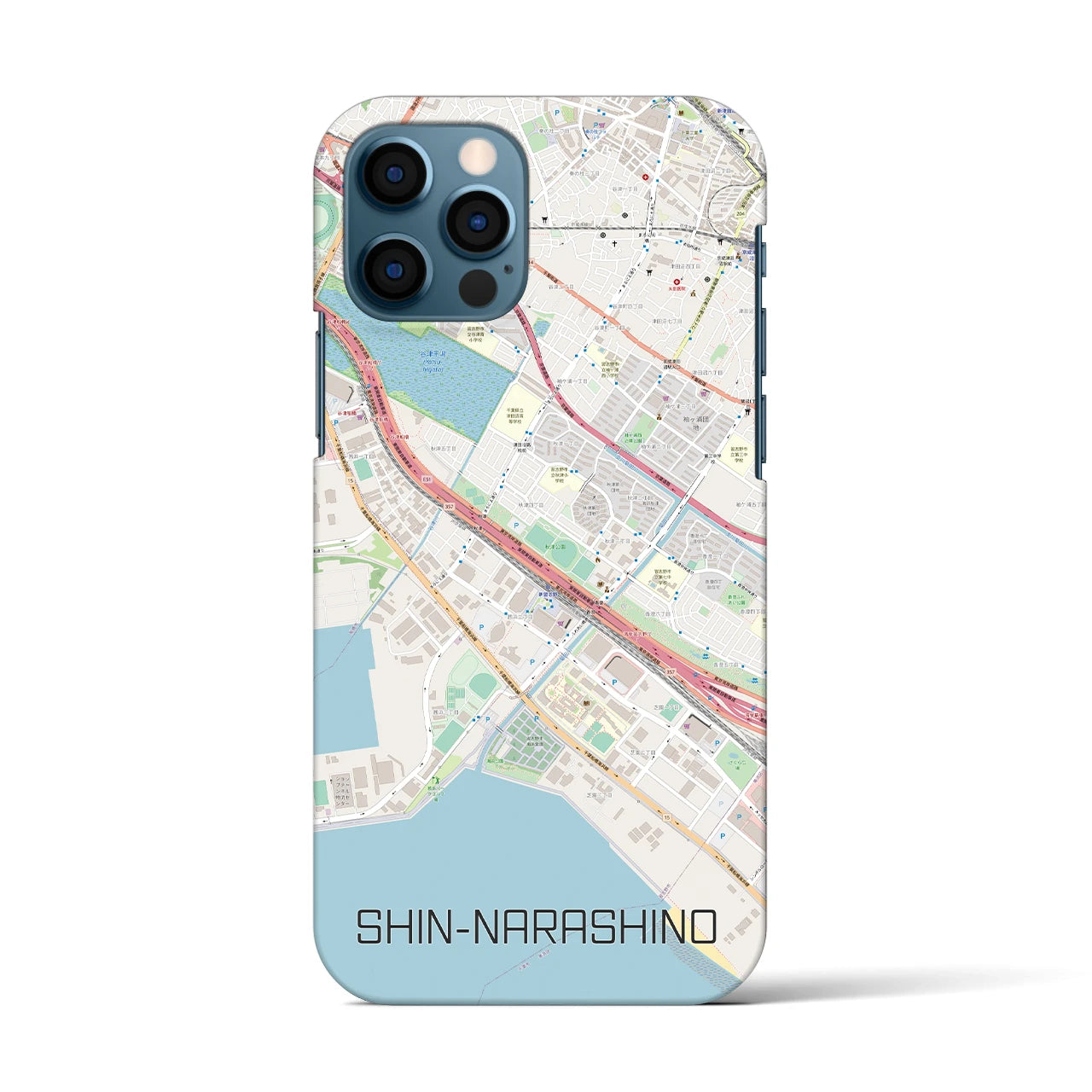 【新習志野(千葉県)】地図柄iPhoneケース(バックカバータイプ)