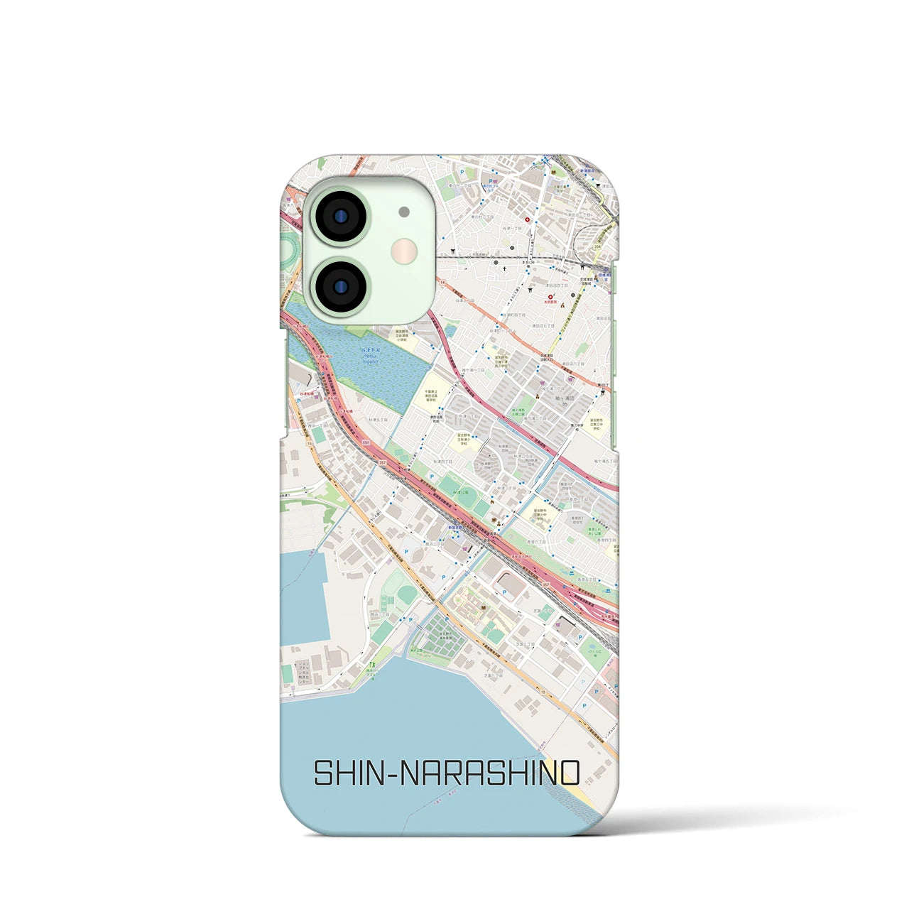 【新習志野(千葉県)】地図柄iPhoneケース(バックカバータイプ)