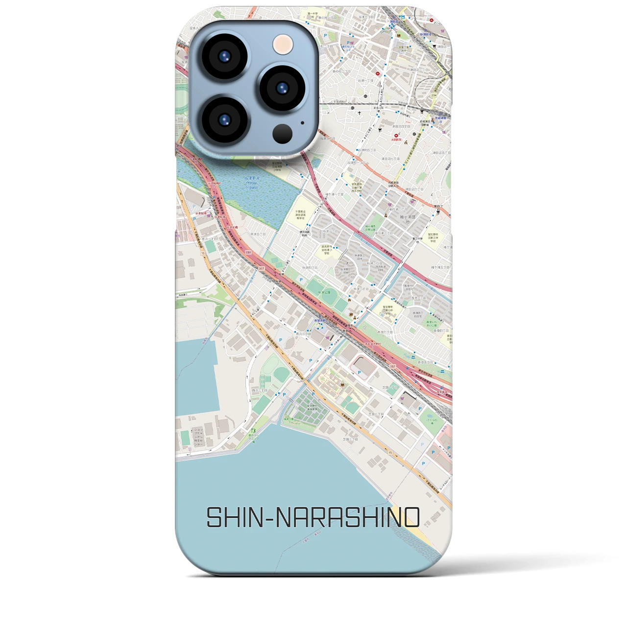 【新習志野(千葉県)】地図柄iPhoneケース(バックカバータイプ)