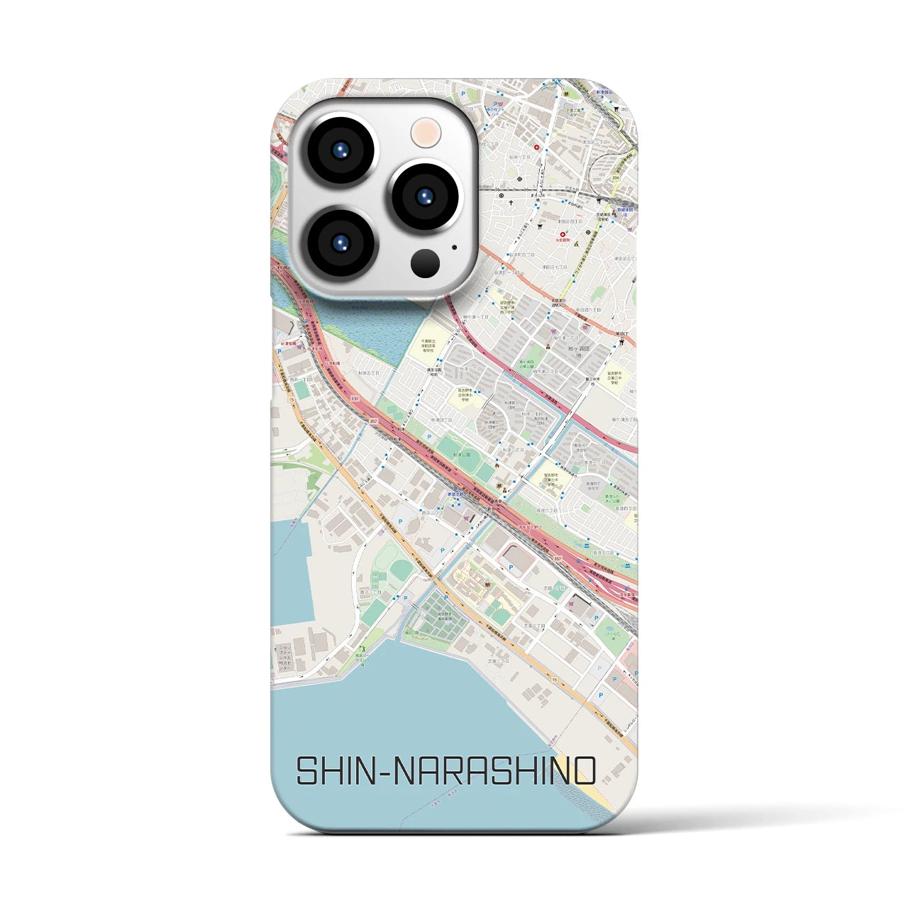 【新習志野(千葉県)】地図柄iPhoneケース(バックカバータイプ)