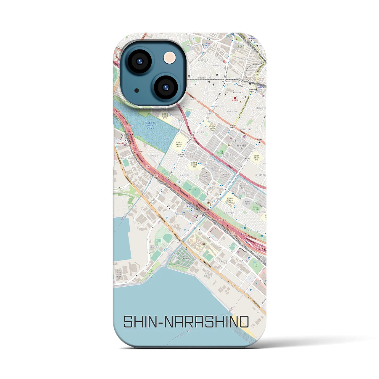 【新習志野(千葉県)】地図柄iPhoneケース(バックカバータイプ)