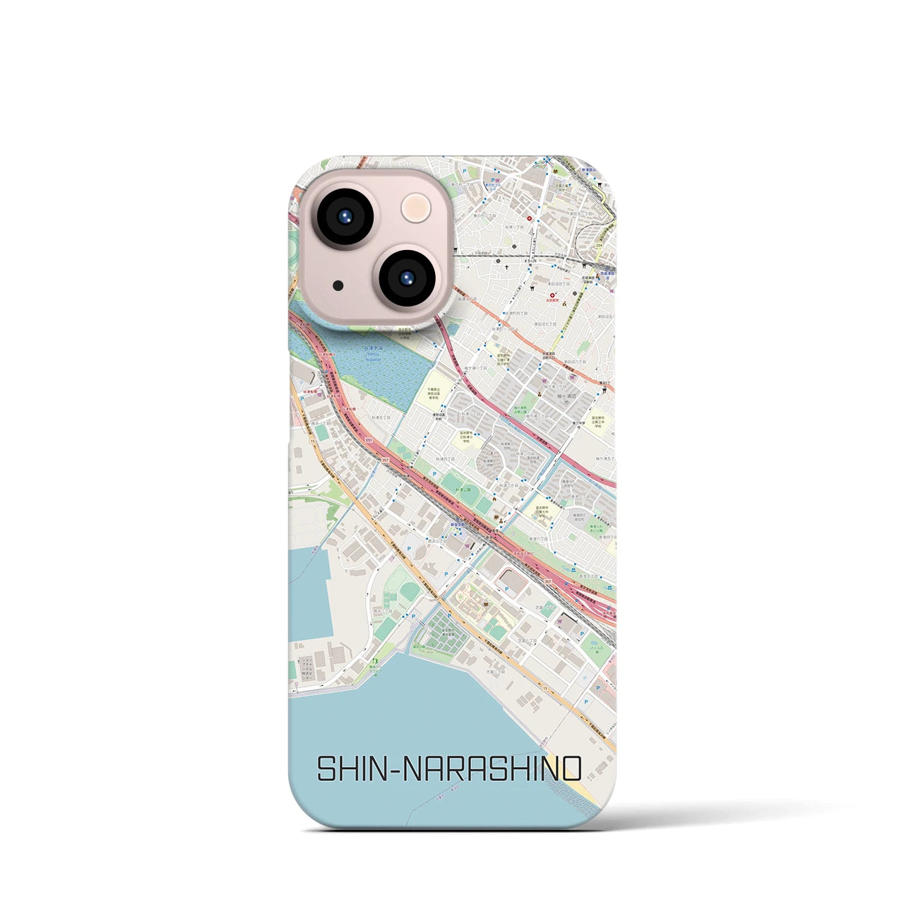 【新習志野(千葉県)】地図柄iPhoneケース(バックカバータイプ)