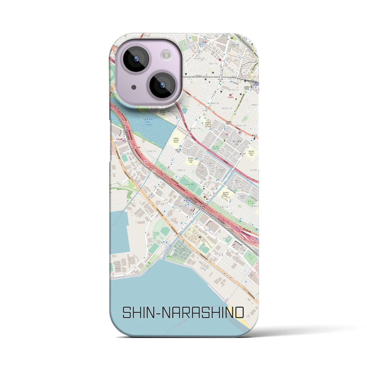 【新習志野(千葉県)】地図柄iPhoneケース(バックカバータイプ)