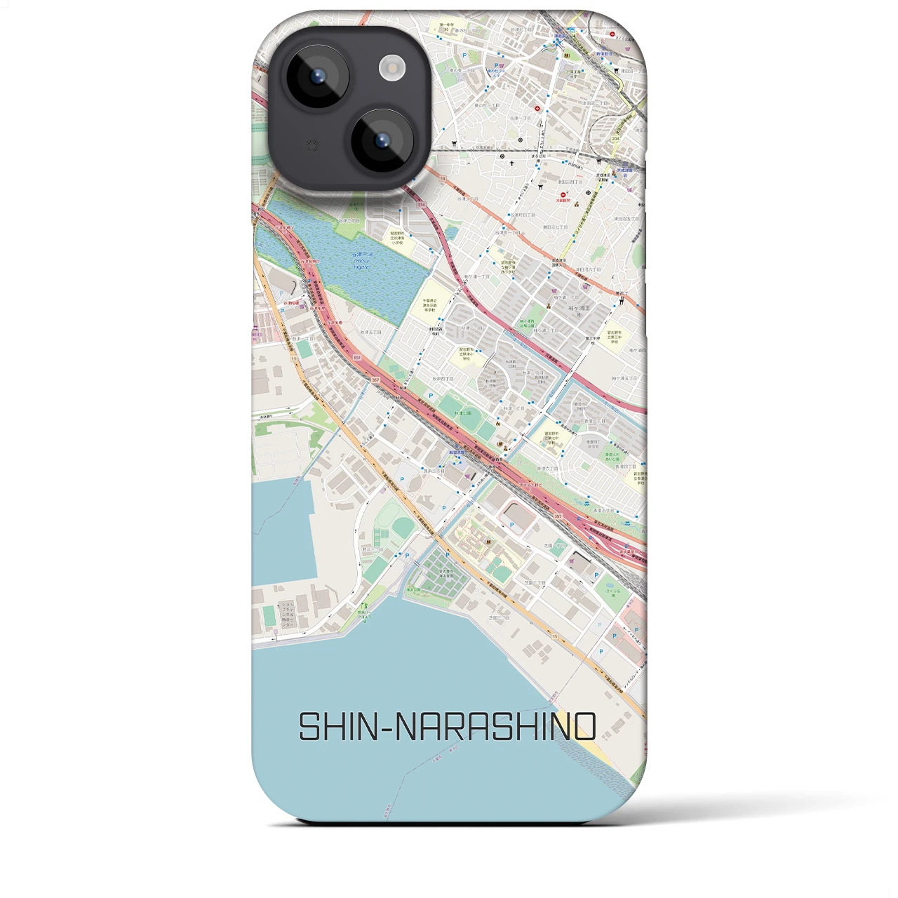 【新習志野(千葉県)】地図柄iPhoneケース(バックカバータイプ)