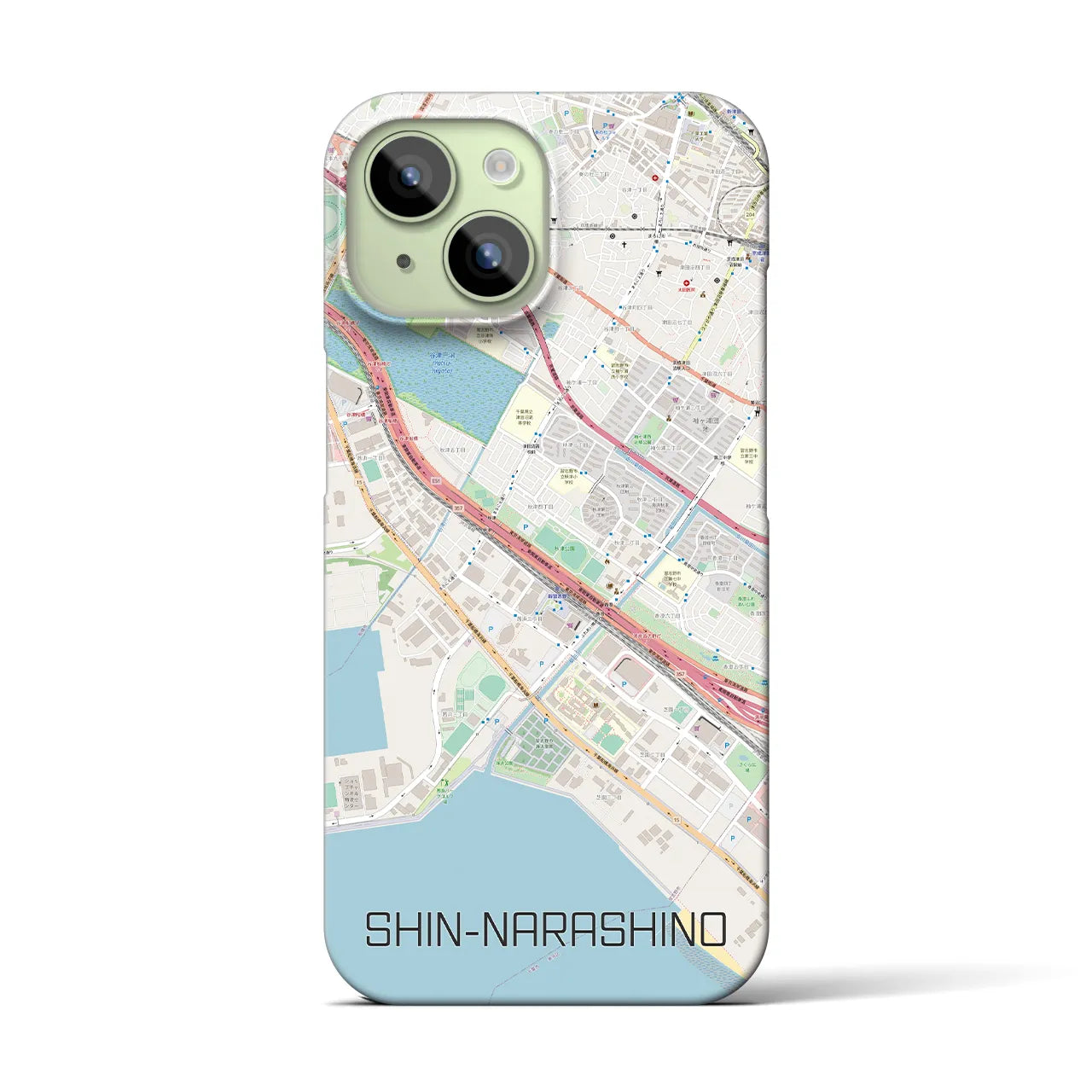 【新習志野(千葉県)】地図柄iPhoneケース(バックカバータイプ)