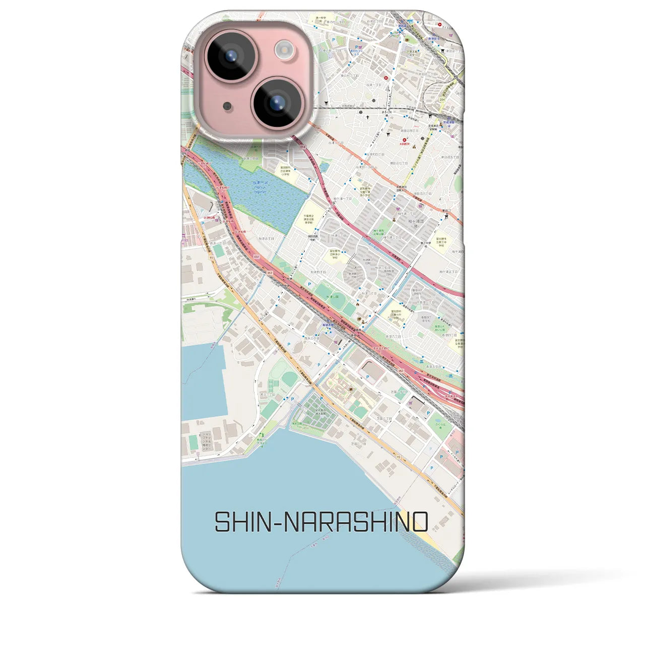 【新習志野(千葉県)】地図柄iPhoneケース(バックカバータイプ)