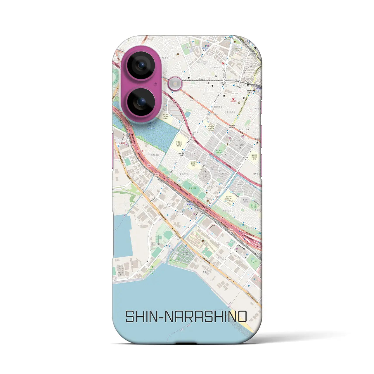 【新習志野(千葉県)】地図柄iPhoneケース(バックカバータイプ)
