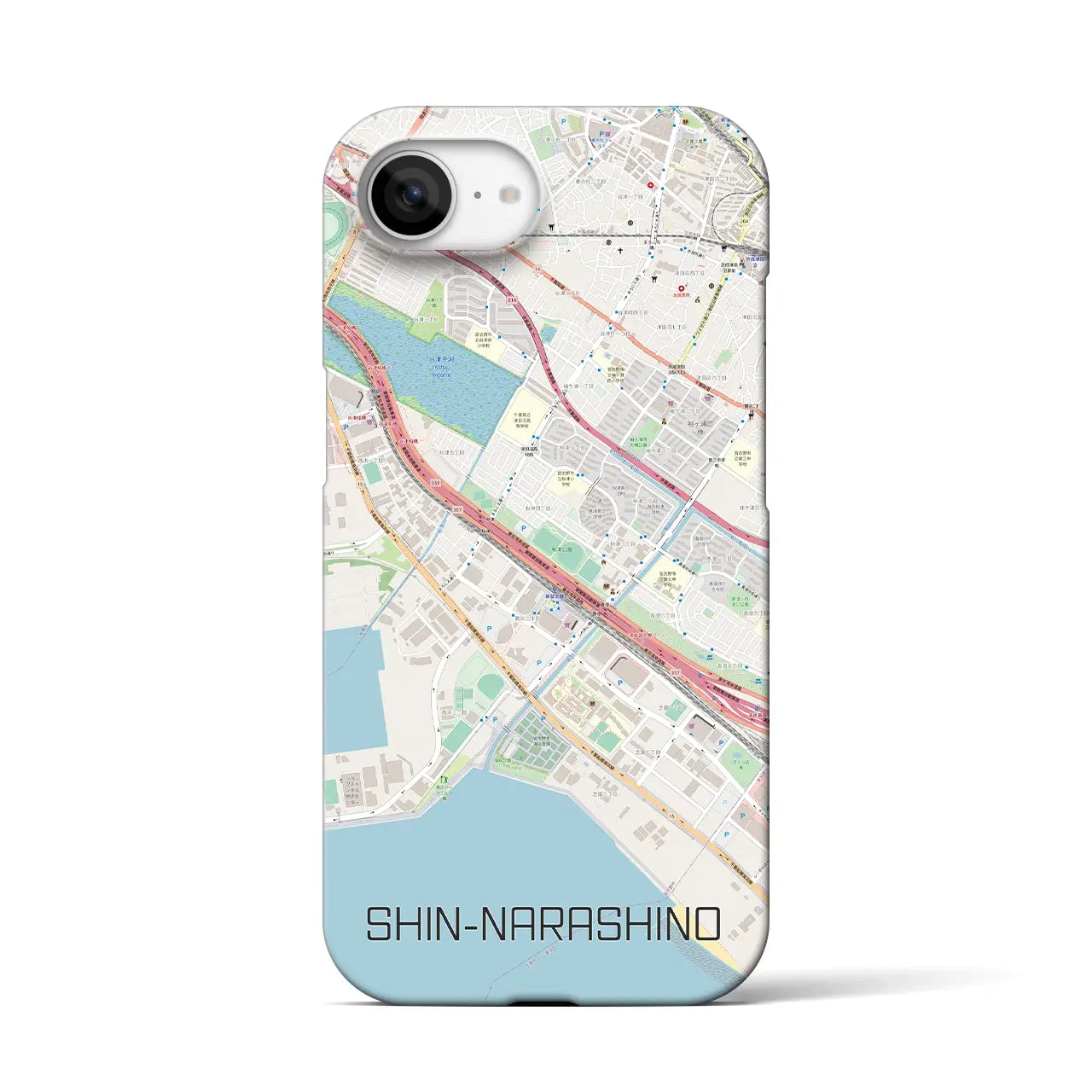 【新習志野(千葉県)】地図柄iPhoneケース(バックカバータイプ)