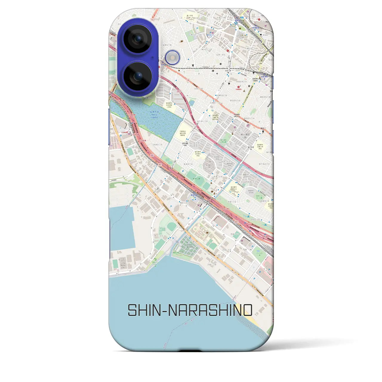 【新習志野(千葉県)】地図柄iPhoneケース(バックカバータイプ)