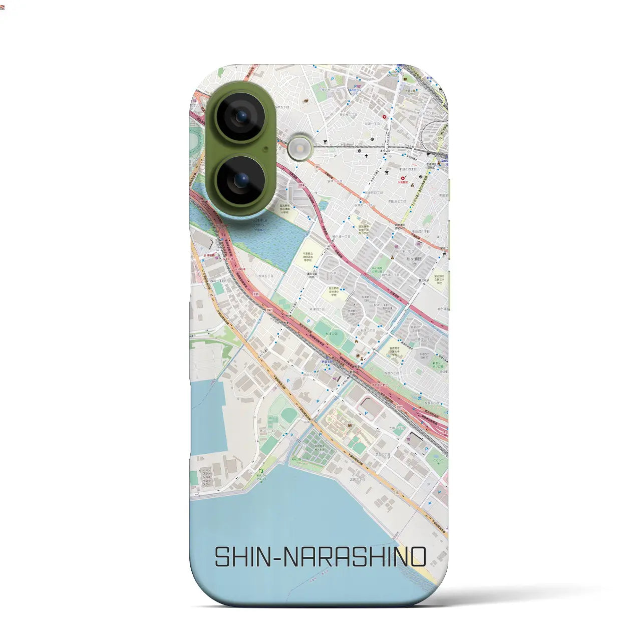 【新習志野(千葉県)】地図柄iPhoneケース(バックカバータイプ)ブラック・iPhone 17 Pro Max 用
