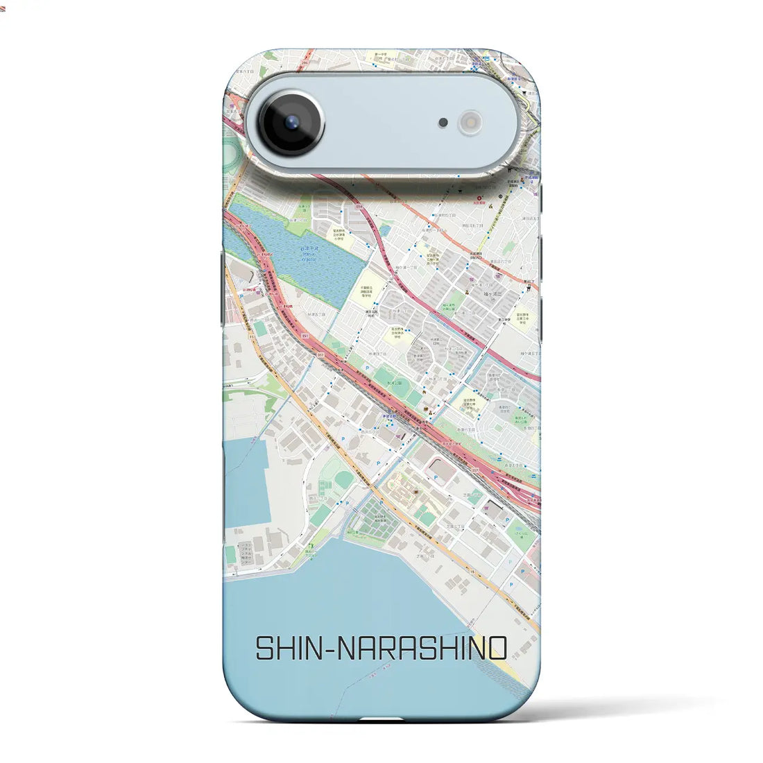 【新習志野(千葉県)】地図柄iPhoneケース(バックカバータイプ)ナチュラル・iPhone 17 Pro Max 用